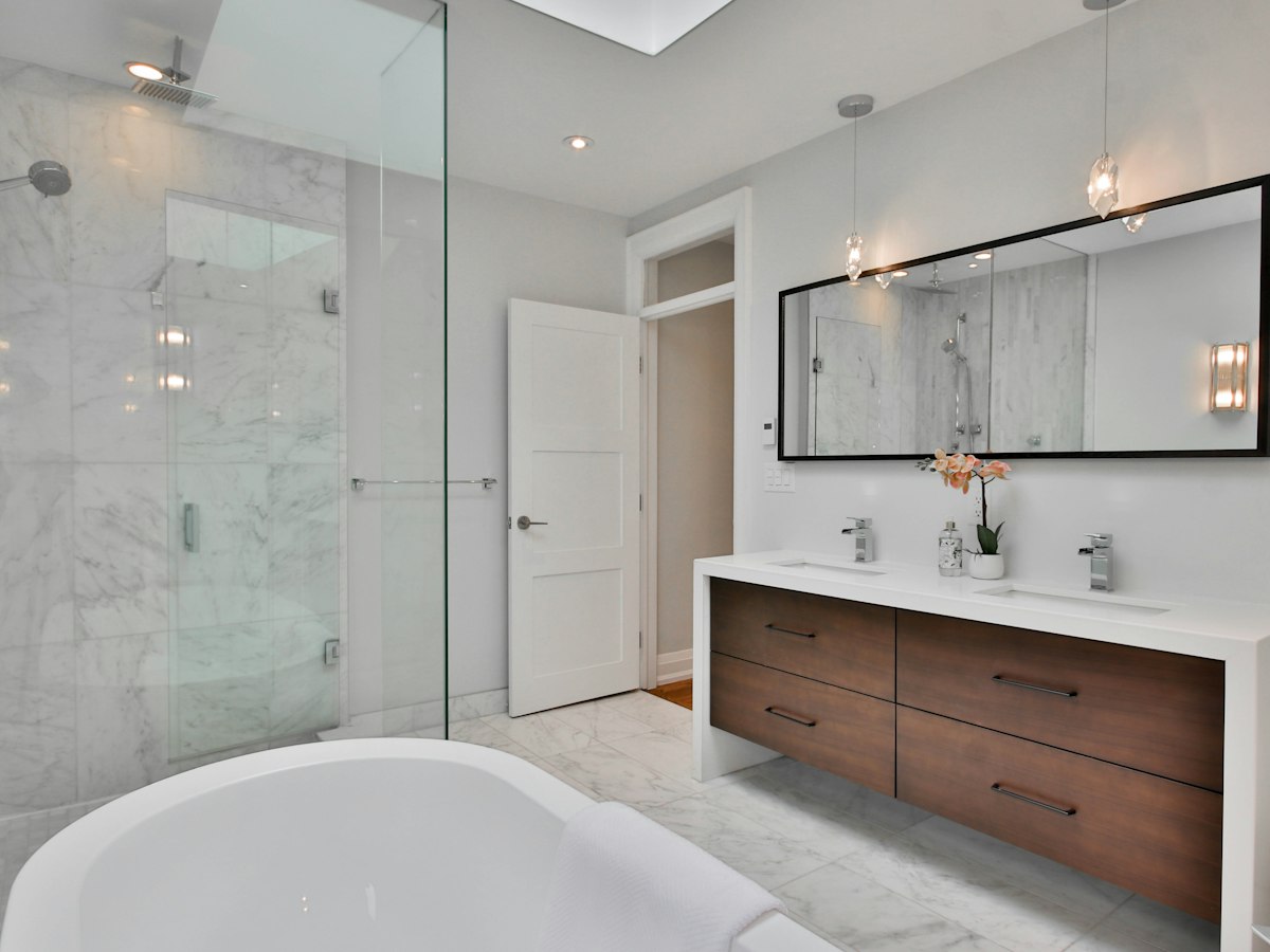 New soaking tub and walk-in shower installation