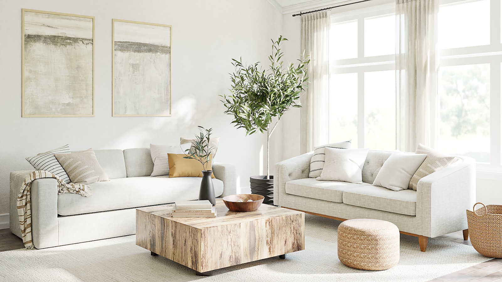 A bright, comfortable living room kept at the perfect temperature